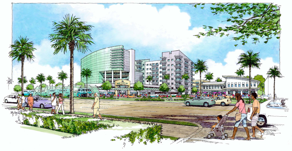 Rendering of Downtown Pompano Beach redevelopment master plan.
