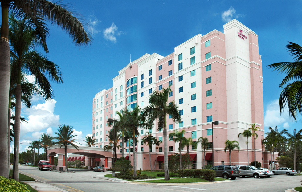 Crowne Plaza hotel exterior in Sunrise, Florida.