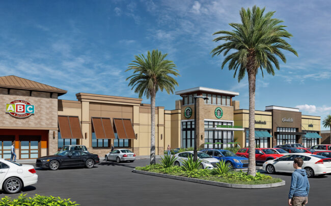 Exterior view of the Shoppes at Rio Vista retail center in Fort Lauderdale